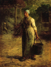 Картина "женщина несет дрова и ведро" художника "милле жан-франсуа"
