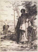Репродукция картины "большая пастушка" художника "милле жан-франсуа"