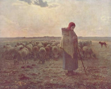Репродукция картины "пастушка" художника "милле жан-франсуа"