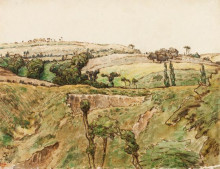 Репродукция картины "a hilly landscape" художника "милле жан-франсуа"
