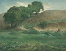 Репродукция картины "path through the chestnut trees, cusset" художника "милле жан-франсуа"