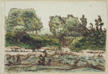 Репродукция картины "orchard fence near vichy" художника "милле жан-франсуа"