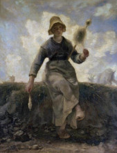 Картина "the spinner, goatherd of the auvergne" художника "милле жан-франсуа"