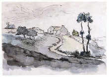 Репродукция картины "landscape near vichy" художника "милле жан-франсуа"
