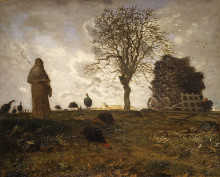 Репродукция картины "осенний пейзаж со стаей индеек" художника "милле жан-франсуа"