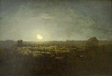 Копия картины "стадо овец, лунный свет" художника "милле жан-франсуа"
