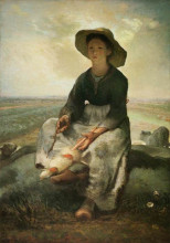 Репродукция картины "молодая пастушка" художника "милле жан-франсуа"