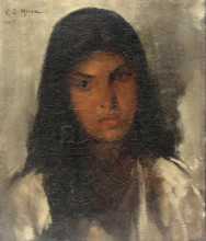 Репродукция картины "portrait of a young woman" художника "миреа георге деметреску"