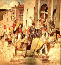 Картина "llegada de el libertador al templo de san francisco" художника "михелена артуро"