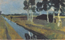 Картина "gray landscape with marsh channel" художника "модерзон-беккер паула"