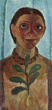 Картина "the painter with camellia branch (self portrait)" художника "модерзон-беккер паула"
