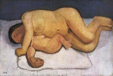 Картина "reclining mother and child" художника "модерзон-беккер паула"