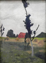 Репродукция картины "worpsweder landscape with red house" художника "модерзон-беккер паула"