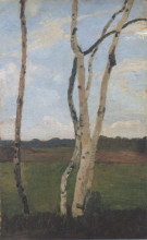 Репродукция картины "landscape with birch trunks" художника "модерзон-беккер паула"