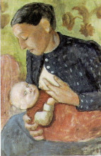 Репродукция картины "breastfeeding mother of paula modersohn-becker" художника "модерзон-беккер паула"