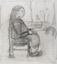 Копия картины "seated girl in a landscape, to the right" художника "модерзон-беккер паула"