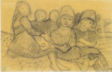 Репродукция картины "five children on the edge of the meadow" художника "модерзон-беккер паула"