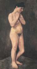 Картина "standing female nude, her arms located in front of the chest" художника "модерзон-беккер паула"