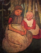 Картина "two girls seated in the birch forest" художника "модерзон-беккер паула"