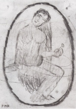 Репродукция картины "seated nude with a flower" художника "модерзон-беккер паула"
