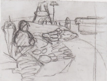 Копия картины "seated woman in market stalls" художника "модерзон-беккер паула"