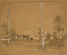 Репродукция картины "landscape with birch trees" художника "модерзон-беккер паула"