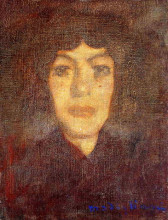 Репродукция картины "голова женщины с мушкой" художника "модильяни амедео"