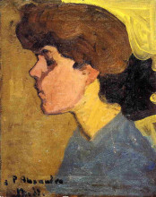 Картина "голова женщины в профиль" художника "модильяни амедео"