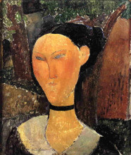 Копия картины "женщина с бархатной лентой" художника "модильяни амедео"