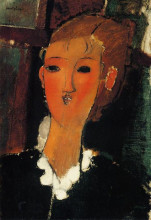 Репродукция картины "молодая женщина с маленьким воротничком" художника "модильяни амедео"