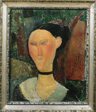 Репродукция картины "женщина с бархатной лентой" художника "модильяни амедео"