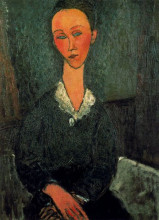 Репродукция картины "женщина с белым воротничком" художника "модильяни амедео"