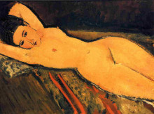 Копия картины "лежащая обнаженная с руками, сложенными под головой" художника "модильяни амедео"