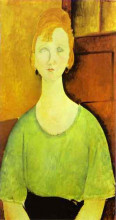 Копия картины "девушка в зеленой блузе" художника "модильяни амедео"