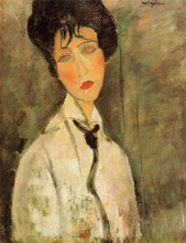 Репродукция картины "портрет женщины в черном галстуке" художника "модильяни амедео"
