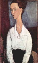Репродукция картины "портрет лунии чеховской в белой блузе" художника "модильяни амедео"