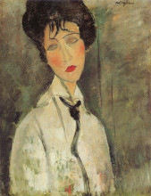 Репродукция картины "женщина в черном галстуке" художника "модильяни амедео"