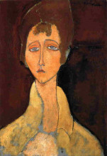 Копия картины "женщина в белом пальто" художника "модильяни амедео"