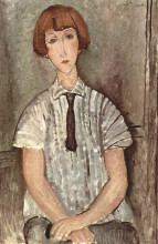 Картина "молодая девушка в полосатой рубашке" художника "модильяни амедео"