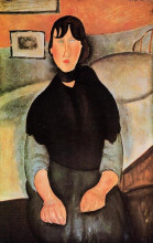 Копия картины "темноволосая женщина, сидя на кровати" художника "модильяни амедео"