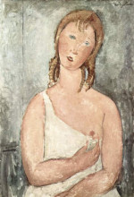 Репродукция картины "девушка в рубашке (рыжеволосая)" художника "модильяни амедео"