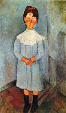 Репродукция картины "девочка в синем" художника "модильяни амедео"
