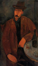 Картина "мужчина со стаканом вина" художника "модильяни амедео"