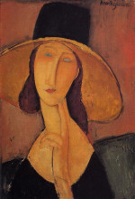 Репродукция картины "портрет жанны эбютерн в большой шляпе" художника "модильяни амедео"