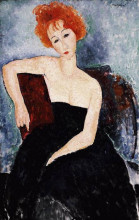 Картина "рыжеволосая девушка в вечернем платье" художника "модильяни амедео"