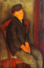 Картина "мальчик в шляпе, сидя" художника "модильяни амедео"
