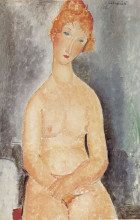 Репродукция картины "сидящая обнаженная" художника "модильяни амедео"