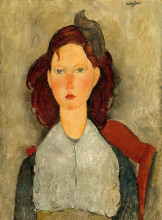Репродукция картины "молодая девушка, сидя" художника "модильяни амедео"