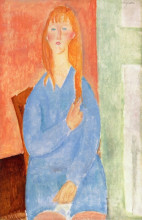 Репродукция картины "девушка в синем" художника "модильяни амедео"