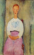 Картина "девушка в блузев горошек" художника "модильяни амедео"
